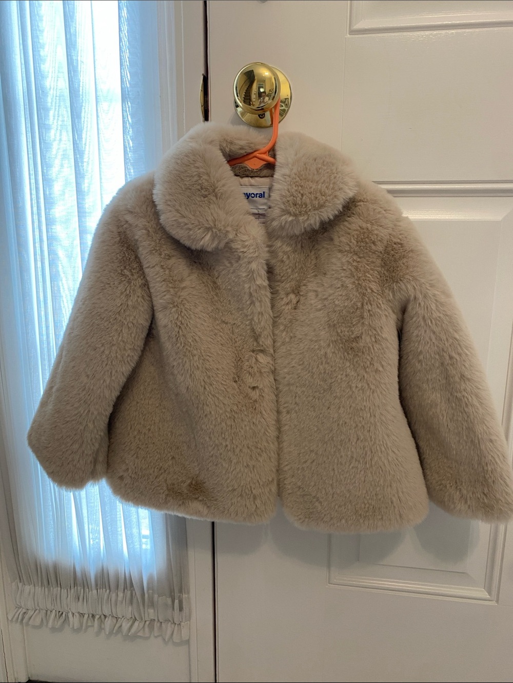 Mayoral Taupe Faux Fur Kids Coat
